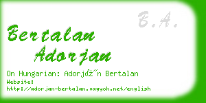 bertalan adorjan business card